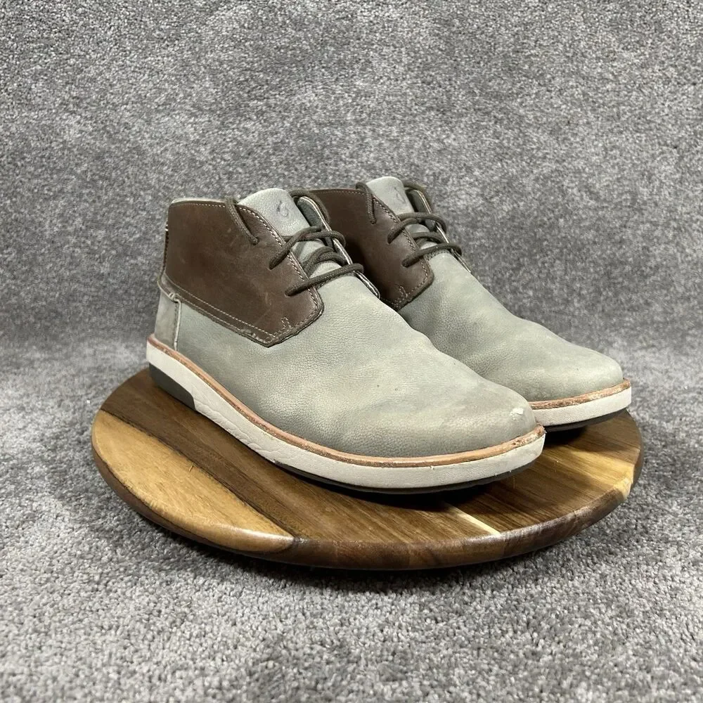 OluKai Kalia Puki Men's Sz 10.5 Gray Brown Leather Chukka Boots No Insoles Used